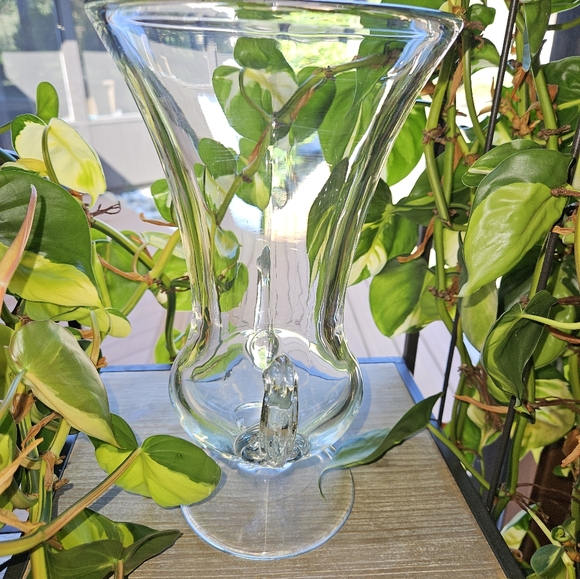 Vintage Tiffin Glass Coronet Etched Footed Urn Vase with Handles Large - Picture 6 of 6